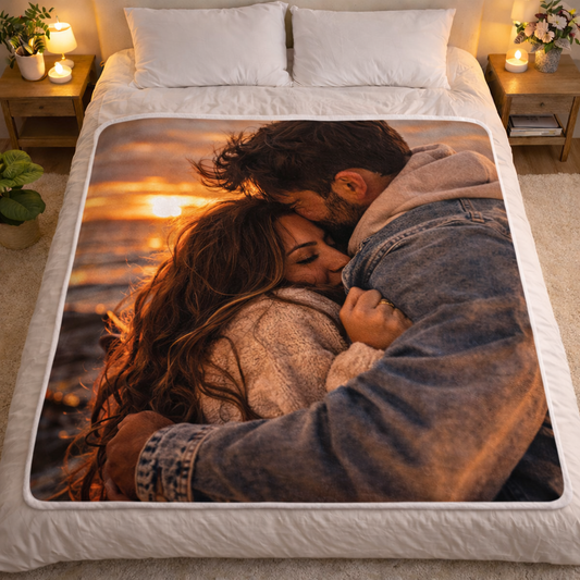 Kişiye Özel Fotoğraflı Battaniye – Anılarınızı Saran Romantik Tasarım